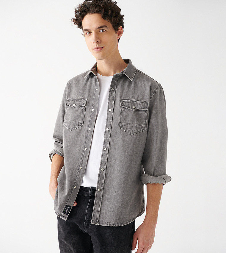 Grey shop denim shirts