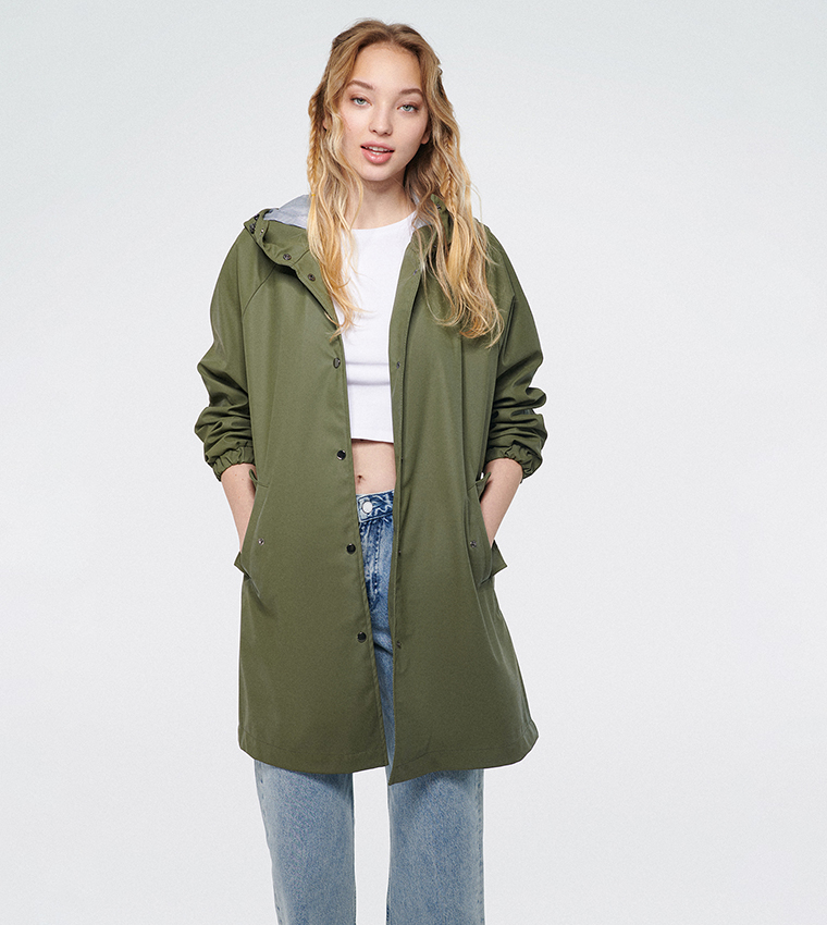 Buy Mavi Solid Loose Fit Hooded Jacket In Green 6thStreet Bahrain