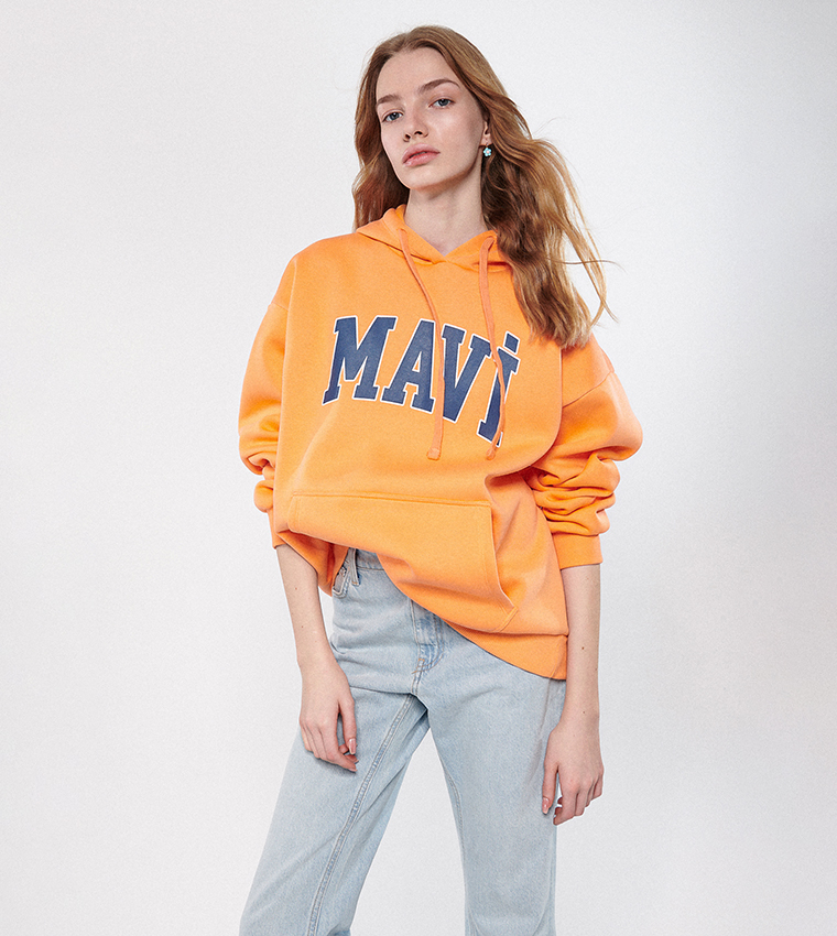 Oversized orange store hoodie women's