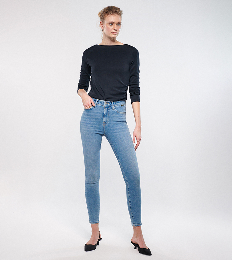 Buy Mavi Serenay Mid Used Skinny Fit Jeans In Blue | 6thStreet Qatar