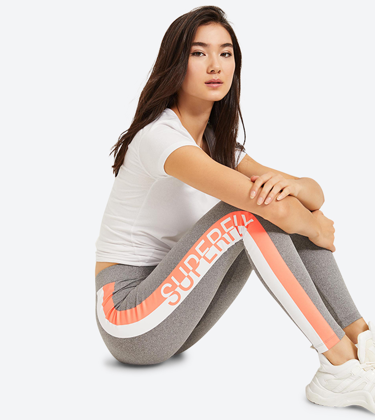 Buy Ardene Side Stripe Superfly Printed Leggings Grey In Grey