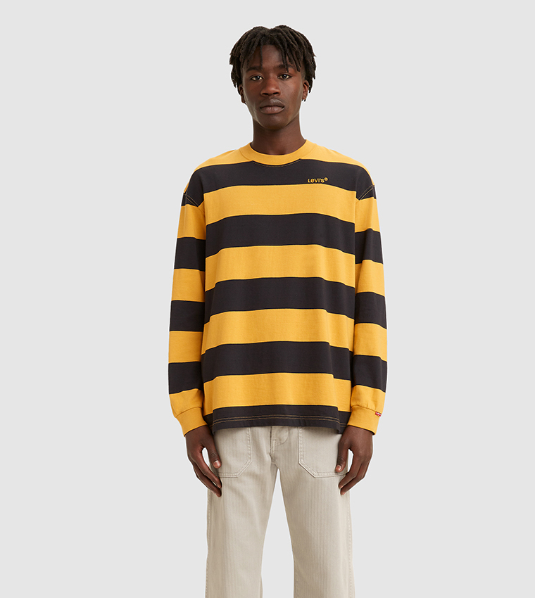 Yellow and black clearance striped long sleeve shirt