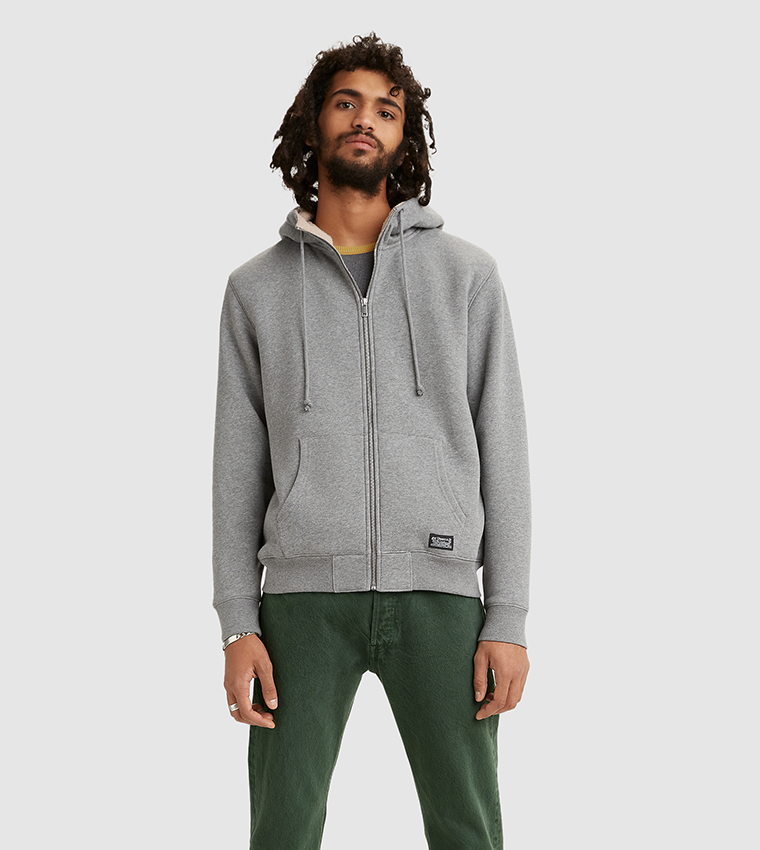 levi's sherpa lined zip up hoodie