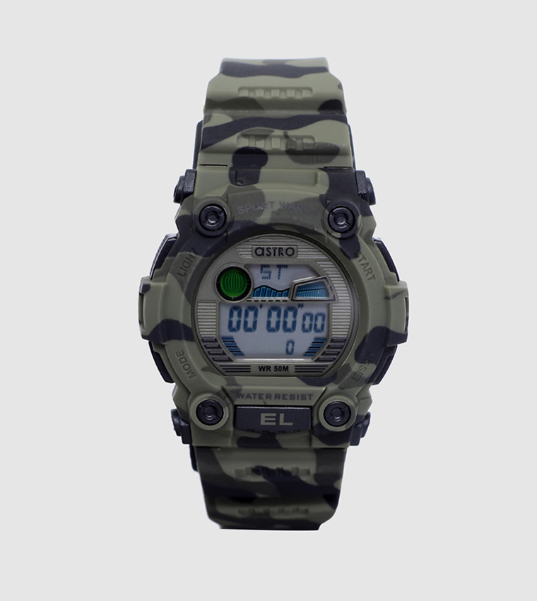 Grey Dial Digital Watch