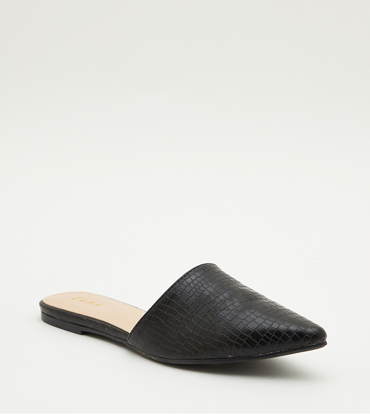 Textured Pointed Toe Mules