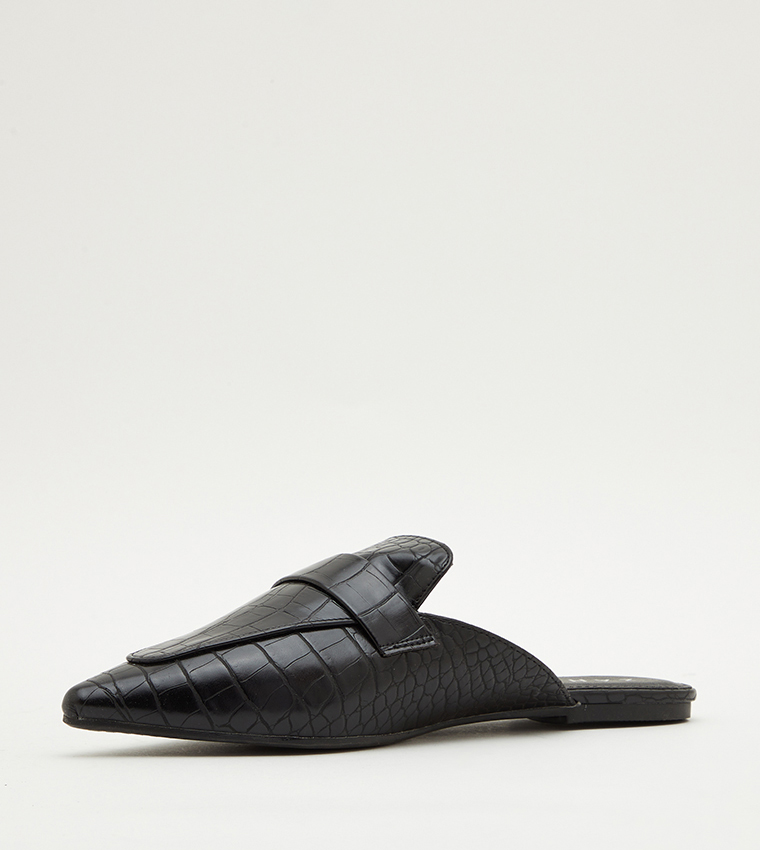 Textured Pointed Toe Mules