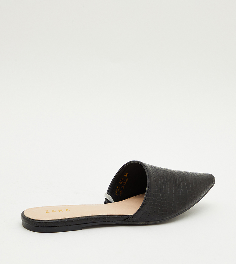 Textured Pointed Toe Mules