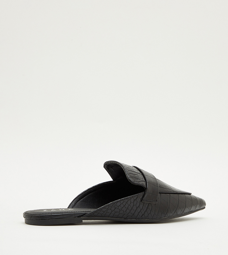 Textured Pointed Toe Mules