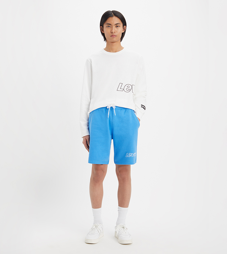 Logo Printed Drawstring Waist Shorts