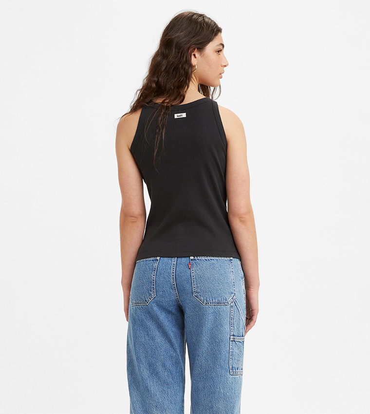 Ribbed Crew Neck Tank Top