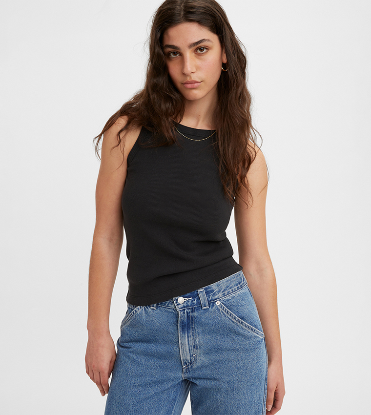 Ribbed Crew Neck Tank Top