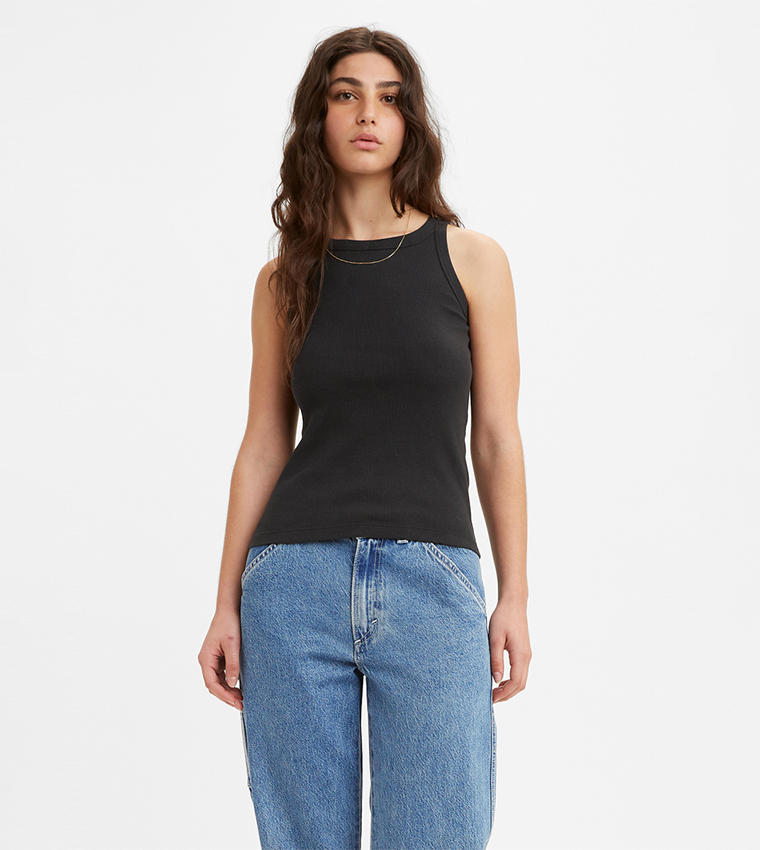Ribbed Crew Neck Tank Top