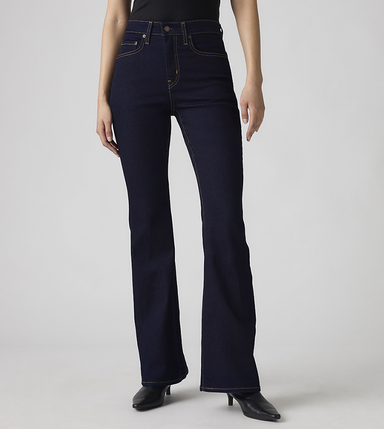 جينز فلير مغسول بخصر عالي 