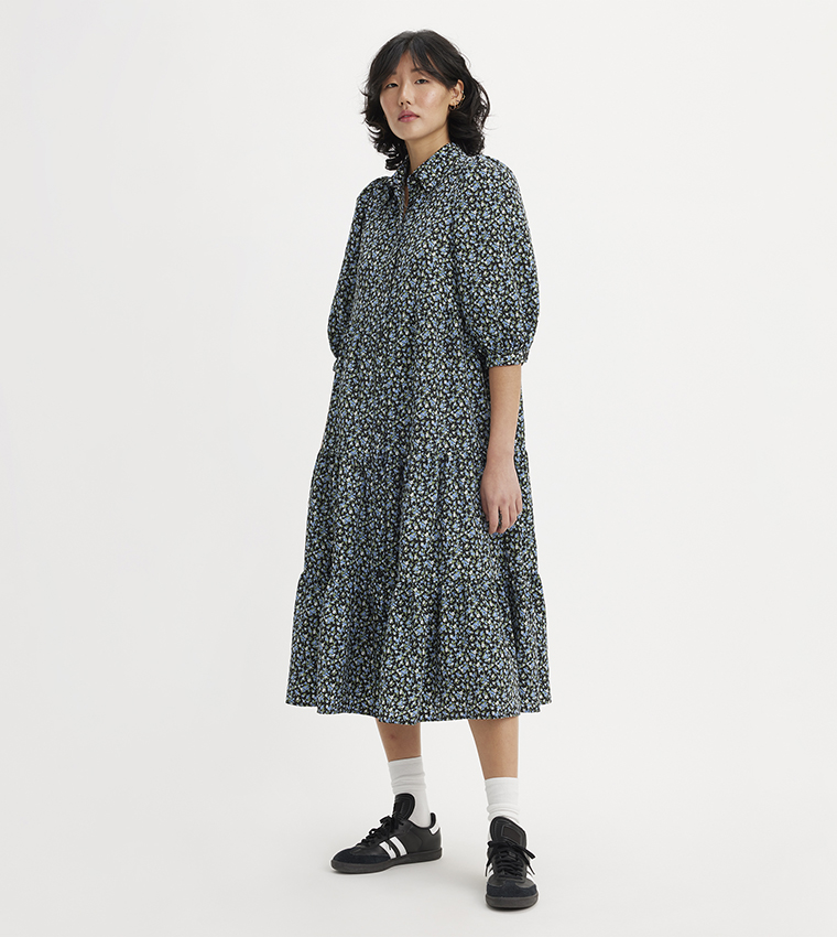 Printed 3/4 Sleeves Cynthia Dress