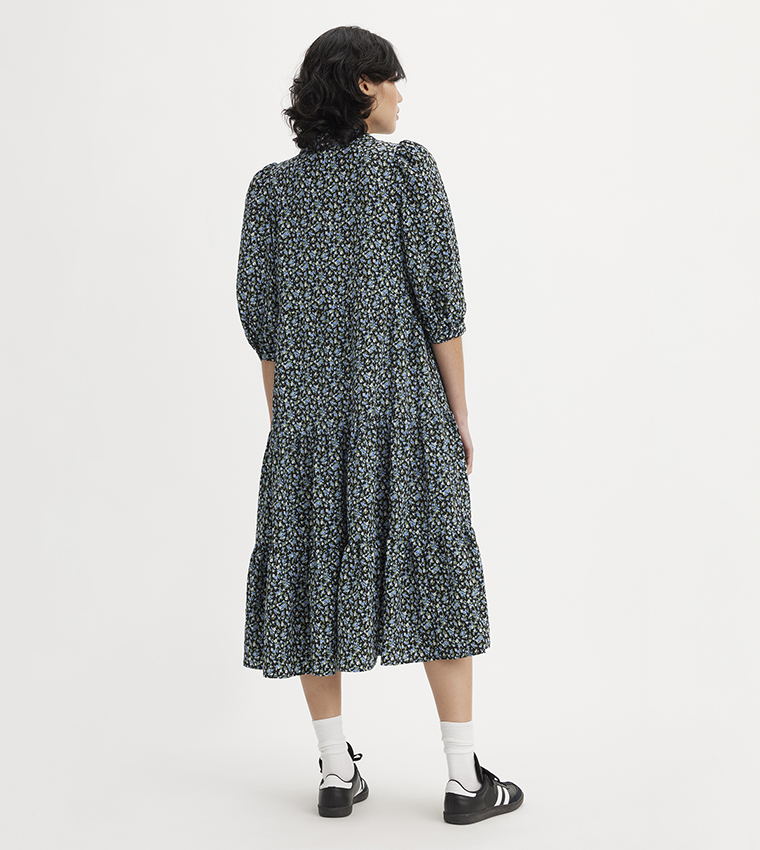 Printed 3/4 Sleeves Cynthia Dress