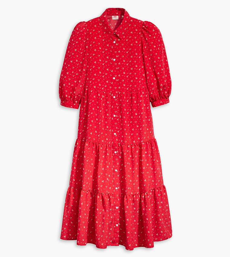 Printed 3/4 Sleeves Cynthia Dress