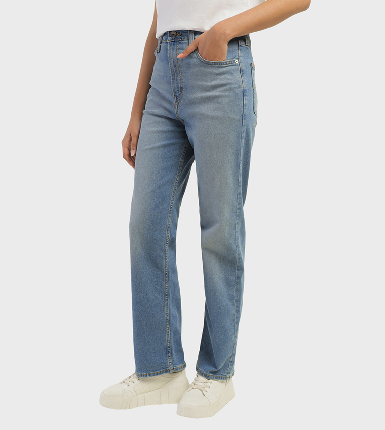 High Rise Ribcage Straight Fit Jeans