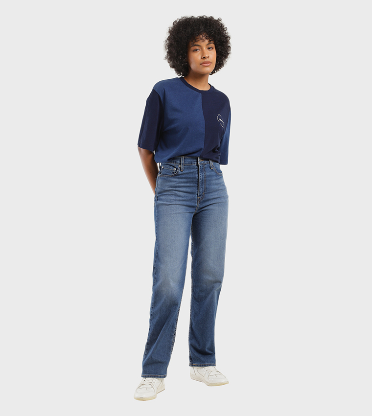 High Rise Ribcage Slim Straight Fit Jeans