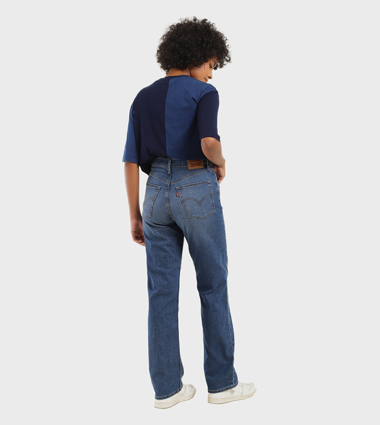 High Rise Ribcage Slim Straight Fit Jeans