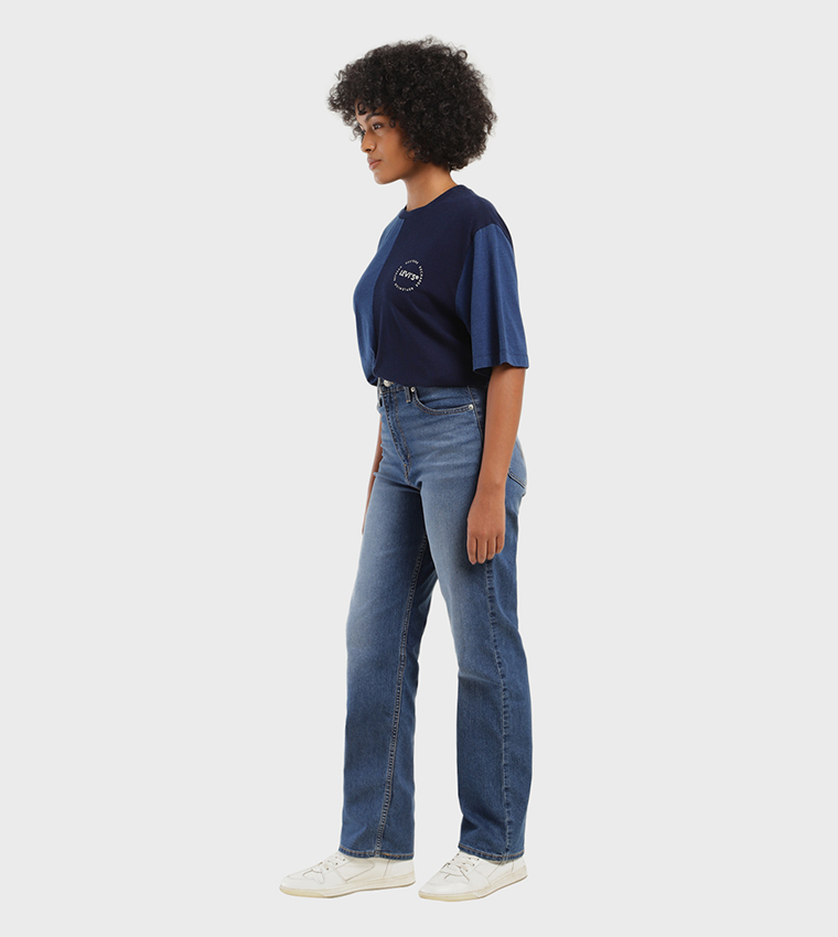 High Rise Ribcage Slim Straight Fit Jeans