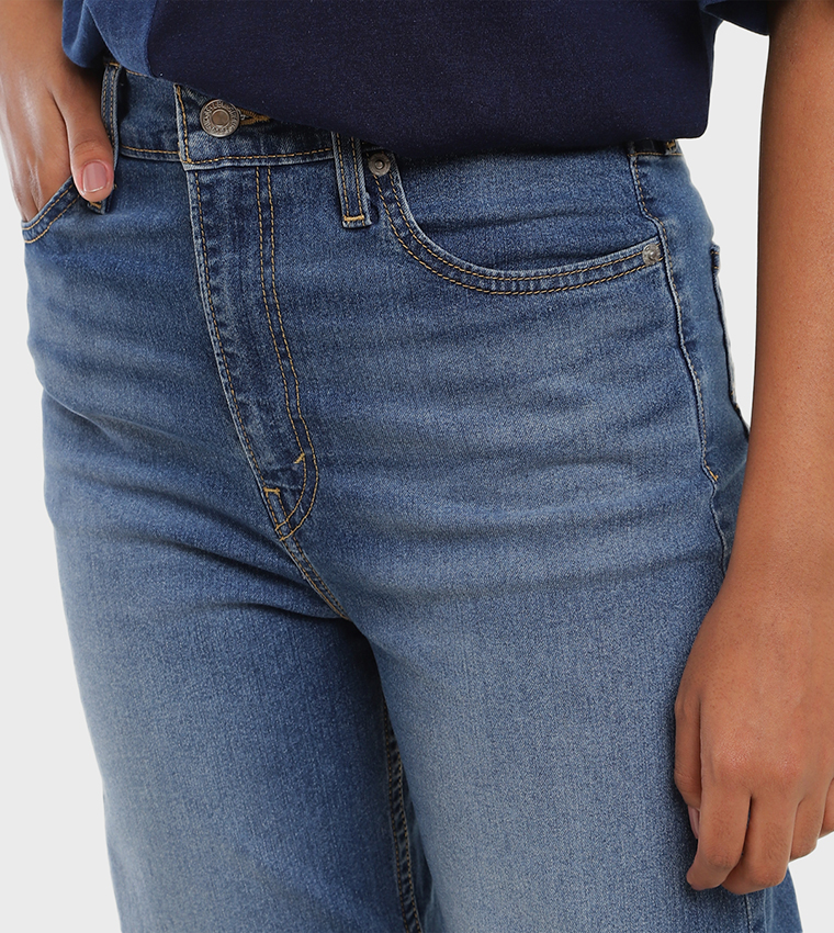 High Rise Ribcage Slim Straight Fit Jeans