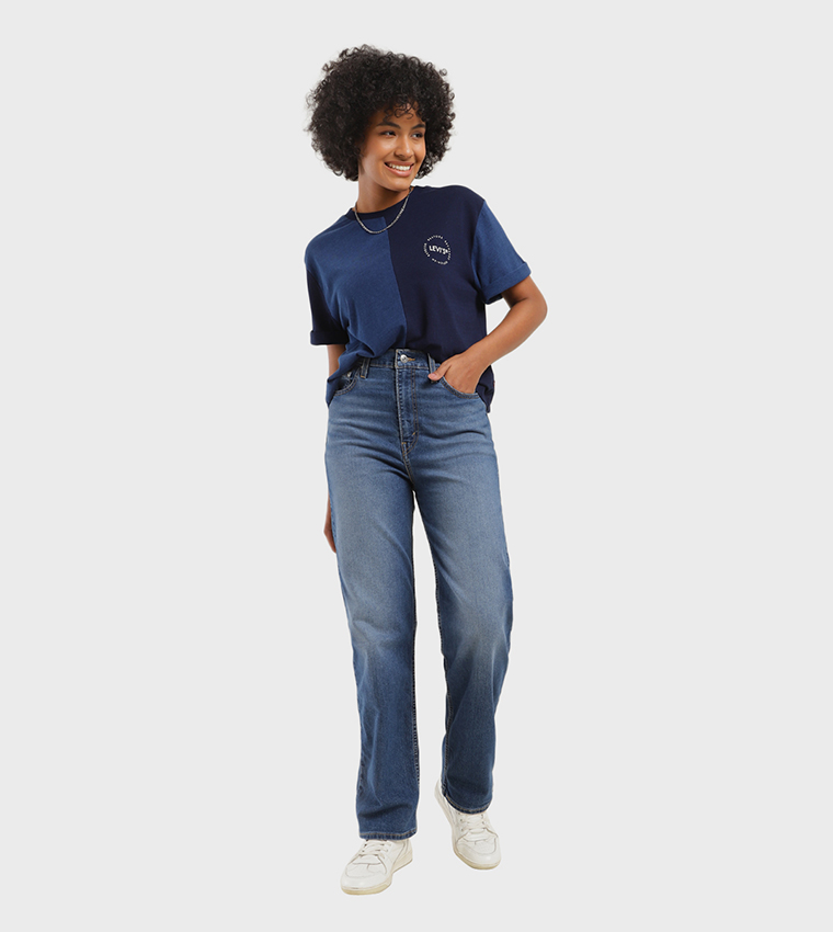 High Rise Ribcage Slim Straight Fit Jeans