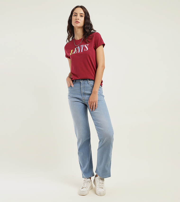 High Rise Ribcage Straight Fit Jeans