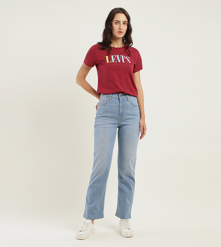 High Rise Ribcage Straight Fit Jeans