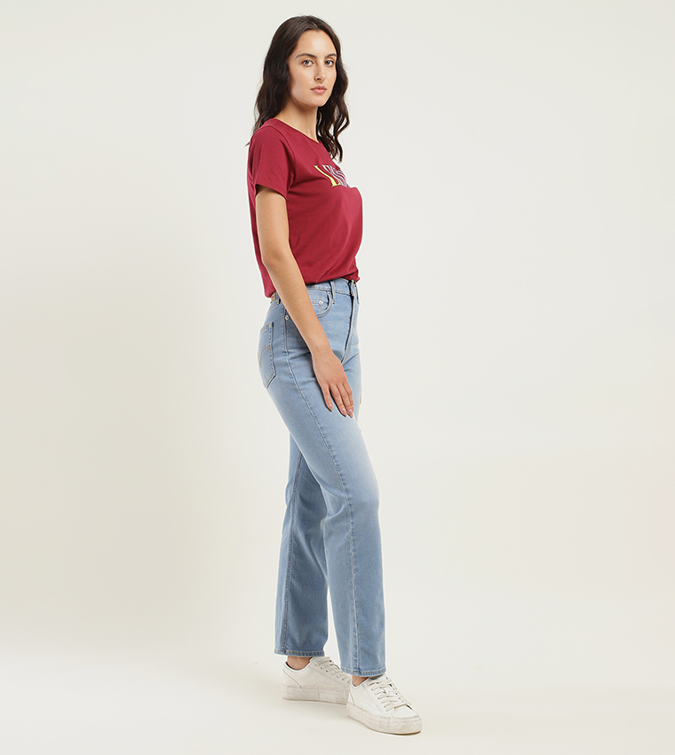 High Rise Ribcage Straight Fit Jeans