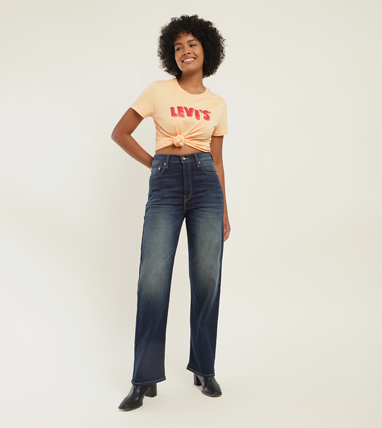 High Rise Ribcage Slim Straight Fit Jeans