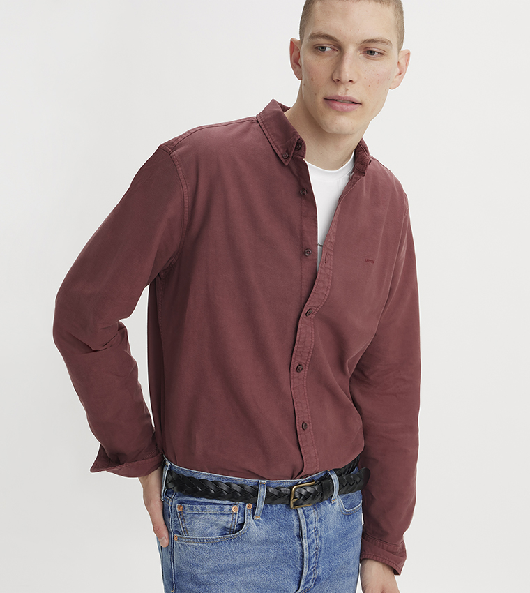 Solid Button-Down Collar Shirt