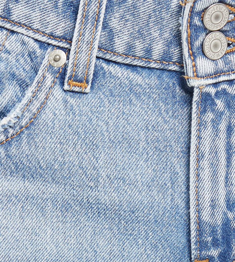 Ripped High Waist Straight Fit Jeans