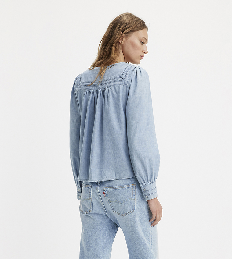 MIETRA Long Sleeves Denim Top