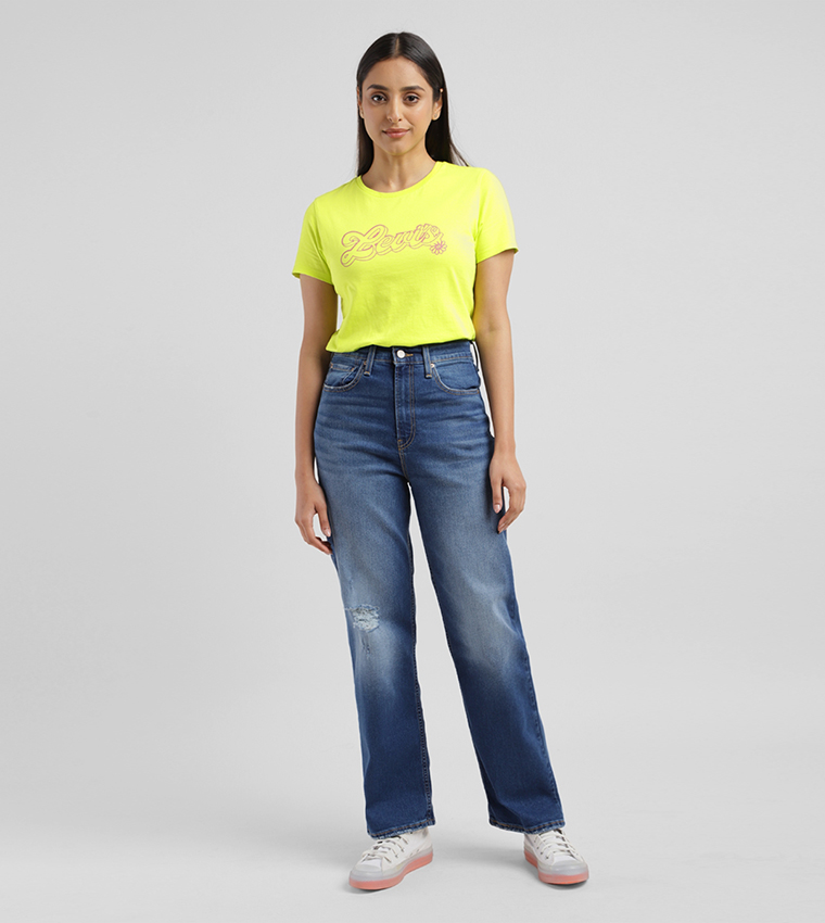 High Rise Ribcage Straight Fit Jeans