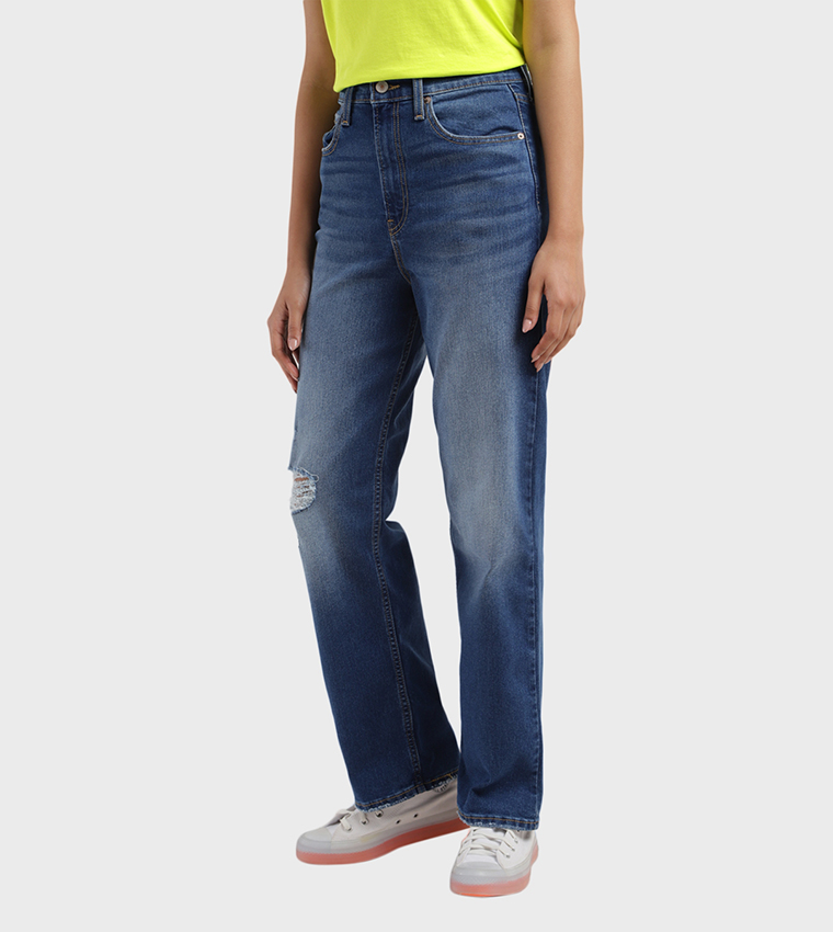 High Rise Ribcage Straight Fit Jeans