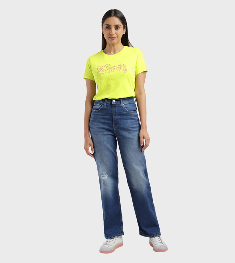 High Rise Ribcage Straight Fit Jeans