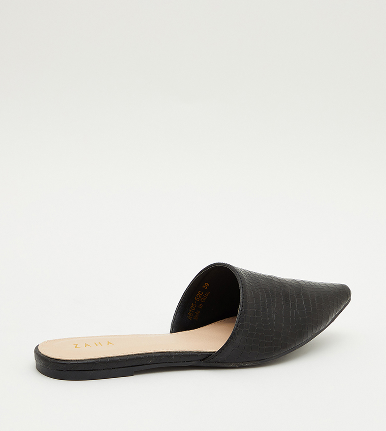 Textured Pointed Toe Mules