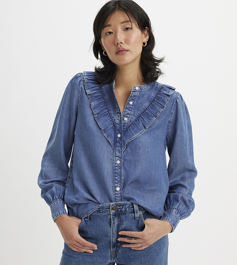 CARINNA Long Sleeves Denim Top