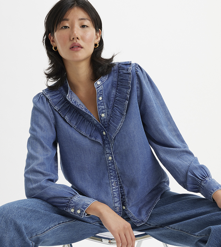 CARINNA Long Sleeves Denim Top