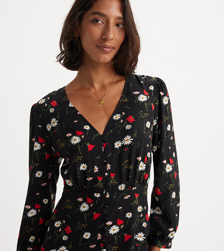 BRESLIN Printed long Sleeves A-Line Dress