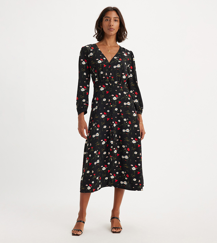 BRESLIN Printed long Sleeves A-Line Dress