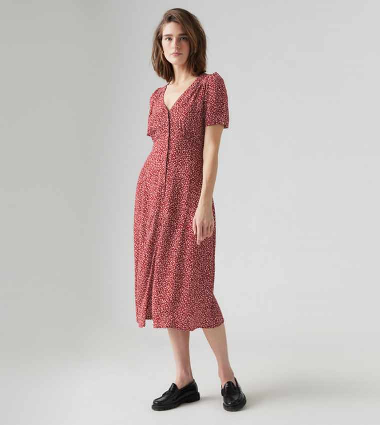 Sarina Printed Short Sleeves Midi Dress