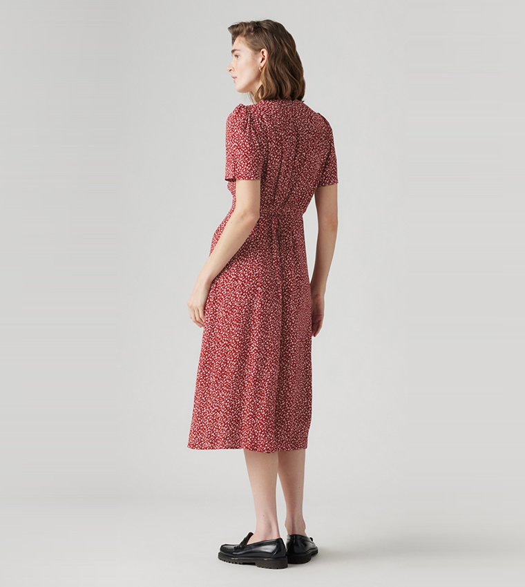 Sarina Printed Short Sleeves Midi Dress