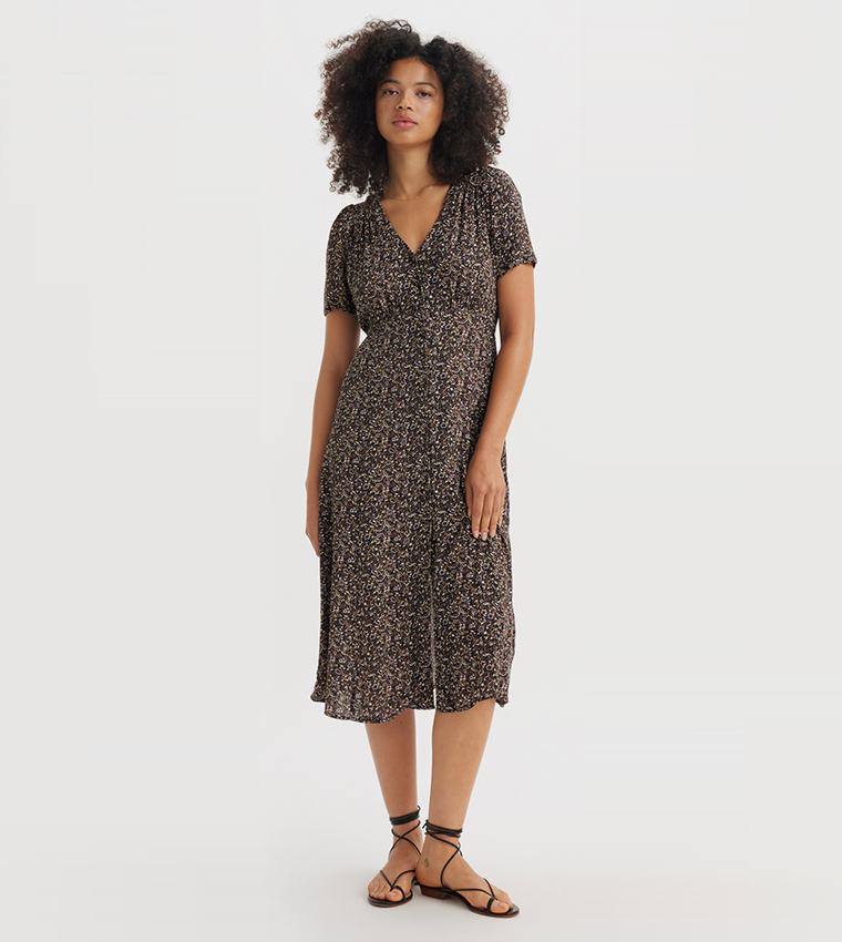 Sarina Printed Short Sleeves Midi Dress