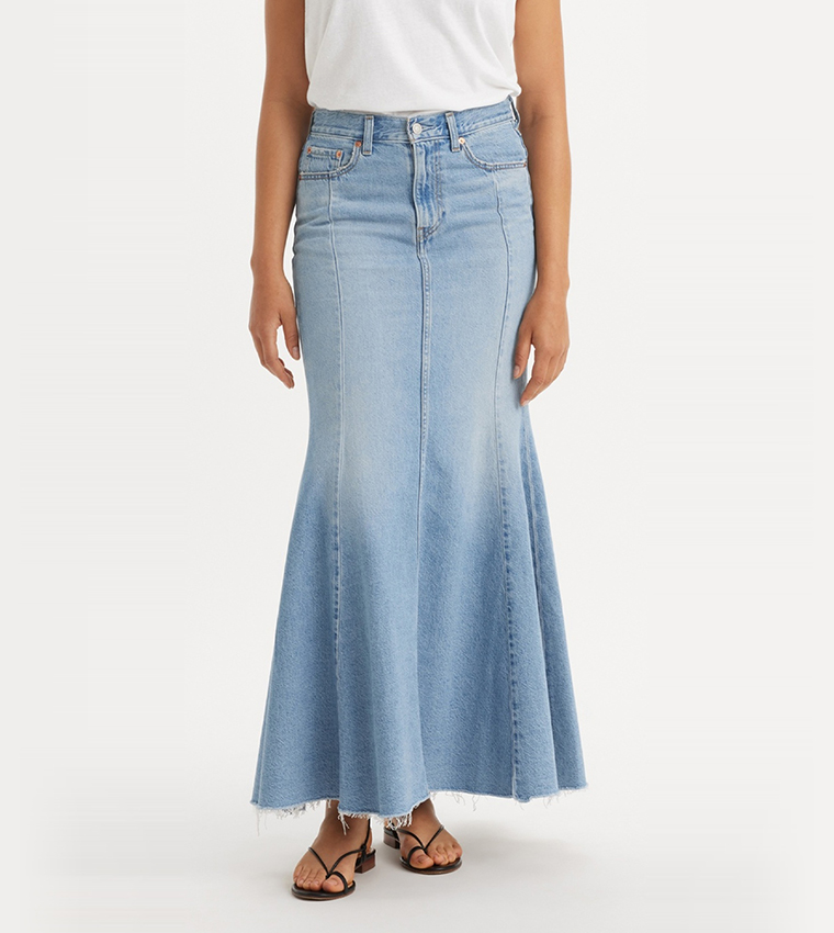 Faded Mermaid Denim Skirt