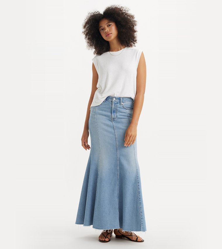 Faded Mermaid Denim Skirt