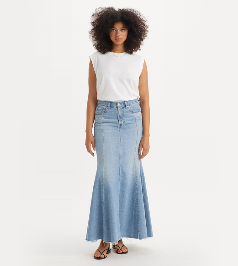 Faded Mermaid Denim Skirt