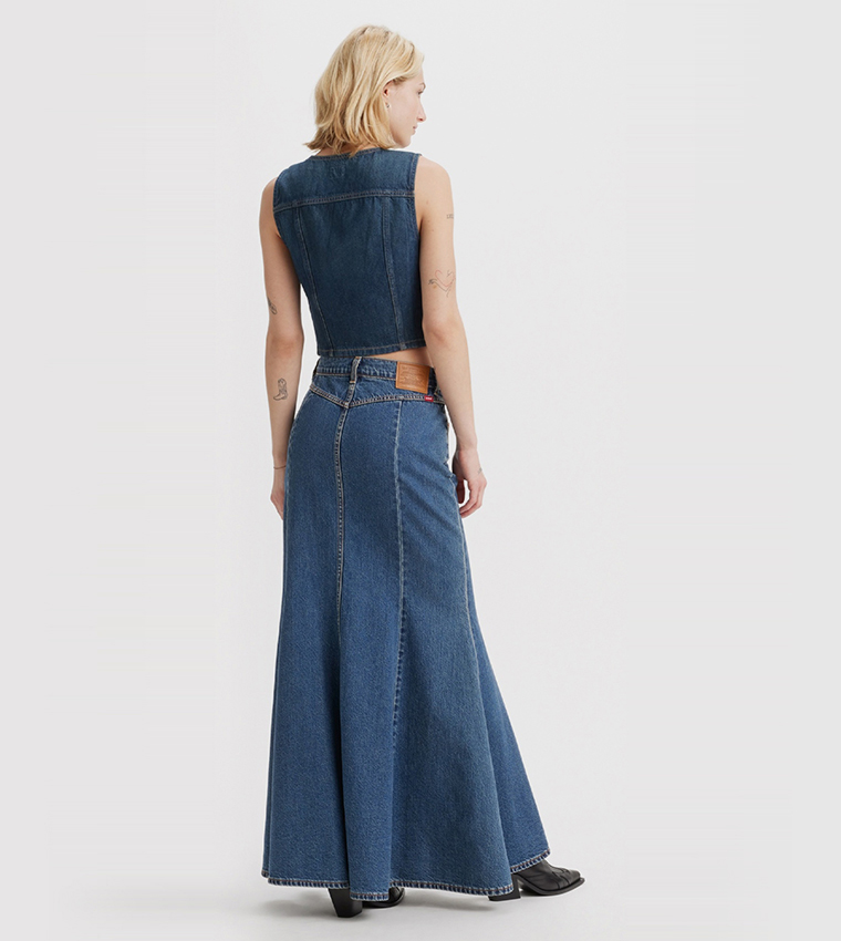 Faded Mermaid Denim Skirt