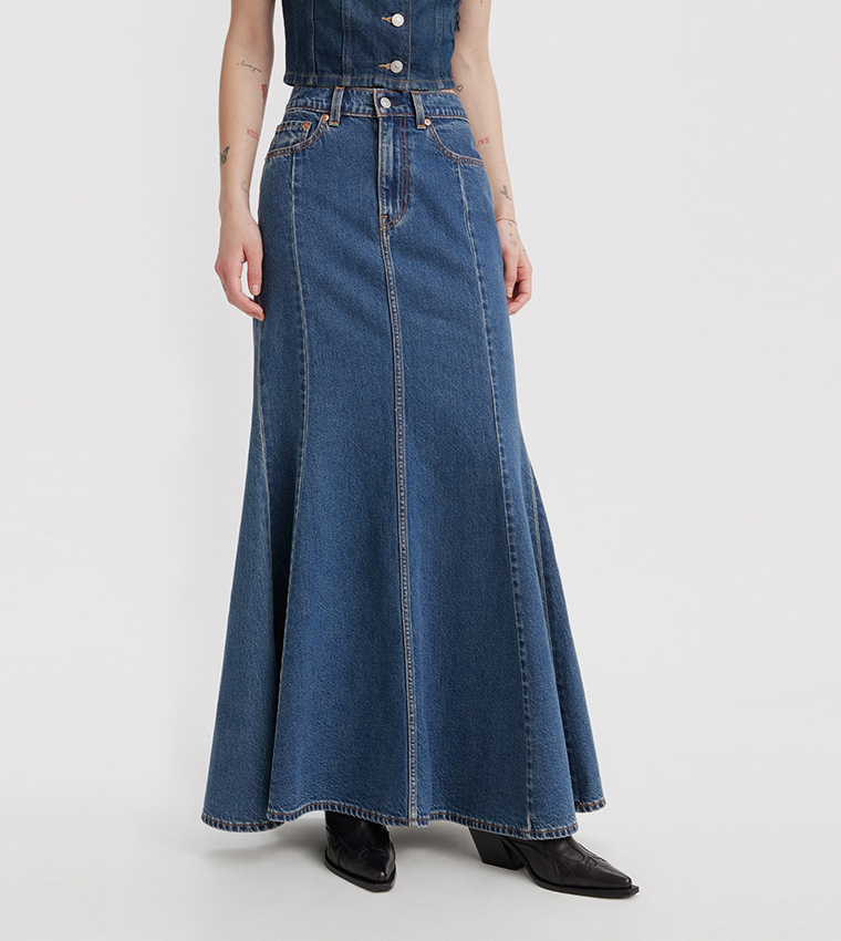 Faded Mermaid Denim Skirt