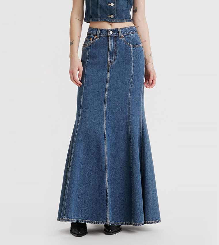 Faded Mermaid Denim Skirt